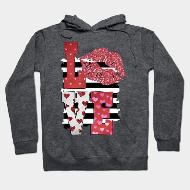 Valentines Love & Lips Hoodie by MarinasingerDesigns